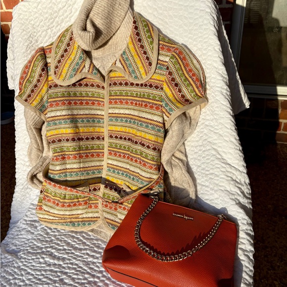 Nanette Lepore Jackets & Blazers - Nanette Lepore Vintage Cap Sleeve Jacket w Belt Sz 4 + Pebbled 🍊Bag w Gold Chain